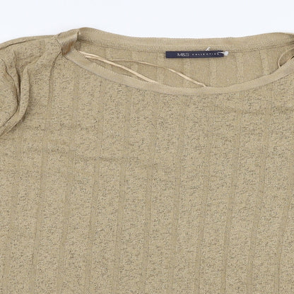 Marks and Spencer Womens Beige Round Neck  Polyester Pullover Jumper Size 20