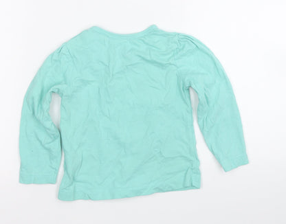 Lupilu Girls Green  Cotton Pullover T-Shirt Size 2 Years Round Neck