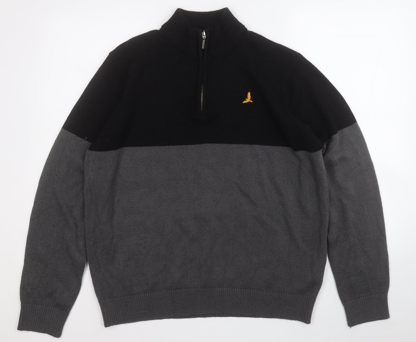 Brave Soul Mens Grey Mock Neck  Acrylic Pullover Jumper Size XL