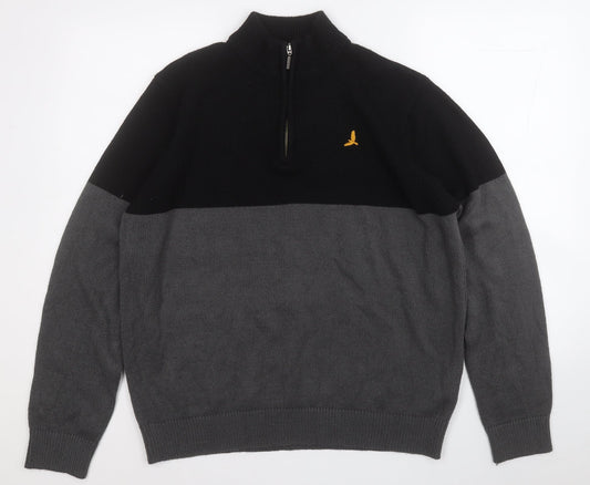 Brave Soul Mens Grey Mock Neck  Acrylic Pullover Jumper Size XL