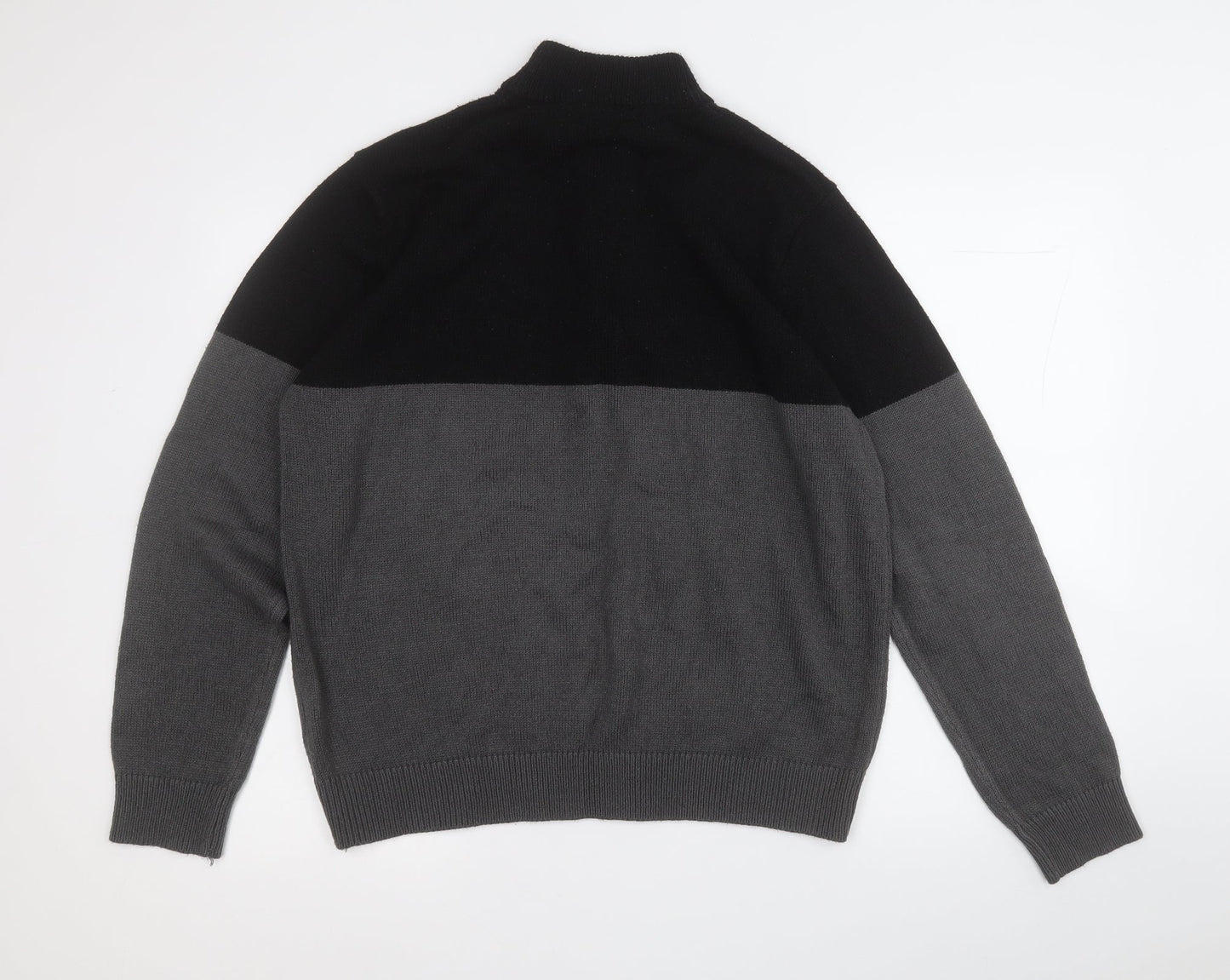 Brave Soul Mens Grey Mock Neck  Acrylic Pullover Jumper Size XL