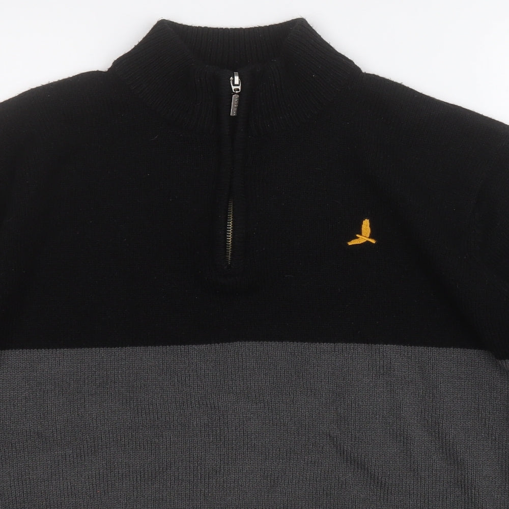 Brave Soul Mens Grey Mock Neck  Acrylic Pullover Jumper Size XL