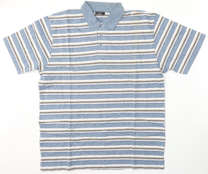Leisurewear Mens Multicoloured Striped Cotton  Polo Size L Collared