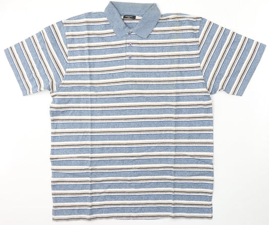 Leisurewear Mens Multicoloured Striped Cotton  Polo Size L Collared