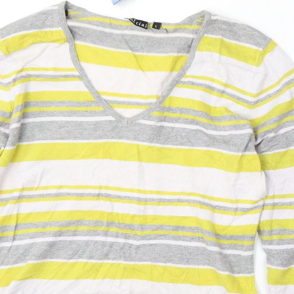 Womens UK Size L iNITIAL Multicoloured Pullover Jumper