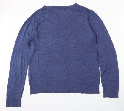 Cedar Wood State Mens Blue Round Neck  Acrylic Pullover Jumper Size XL