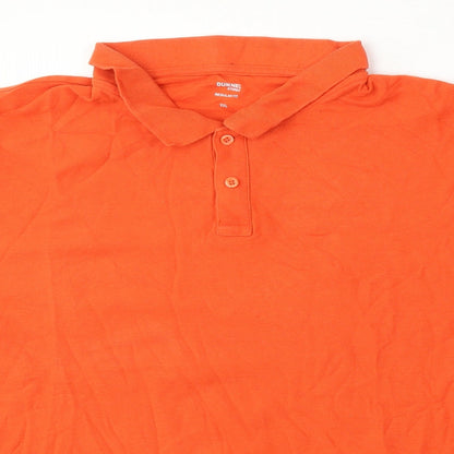 Dunnes Mens Orange  Cotton  Polo Size 2XL Collared