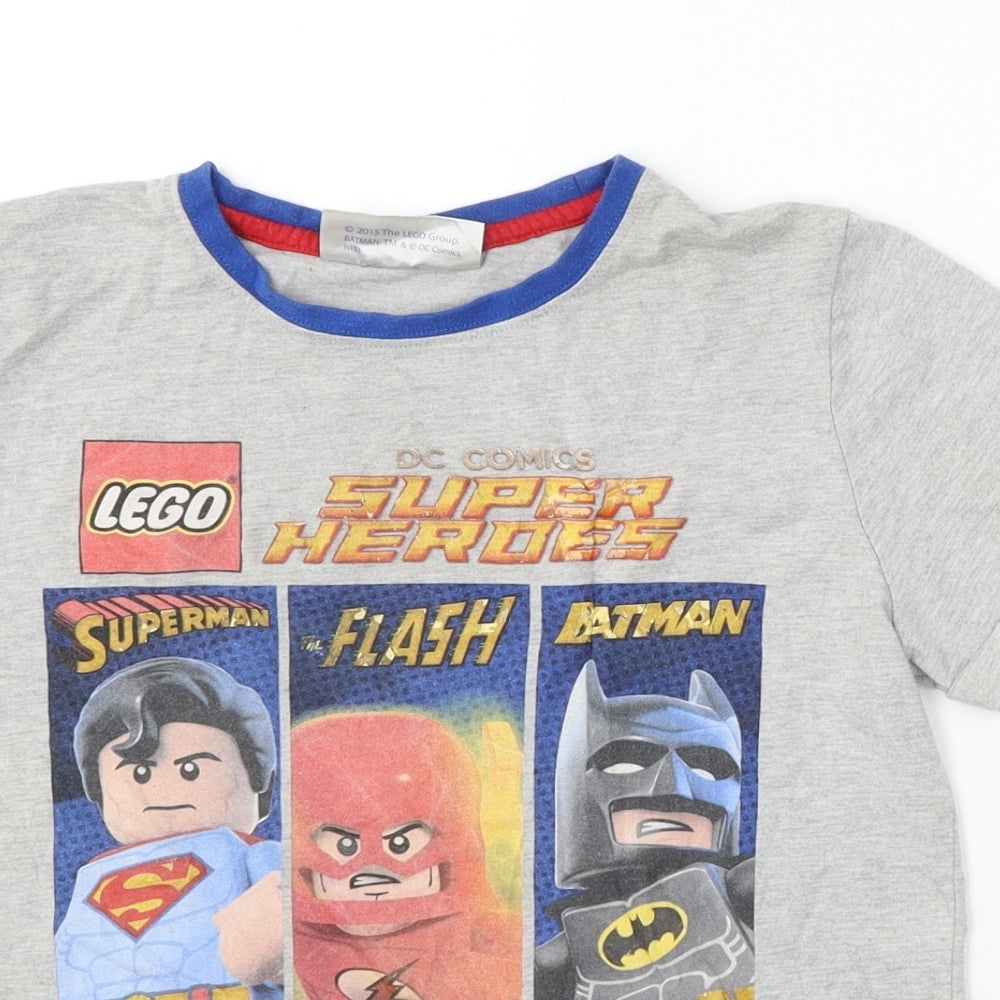 George Boys Grey  Cotton Basic T-Shirt Size 11-12 Years Round Neck  - Lego Superheroes