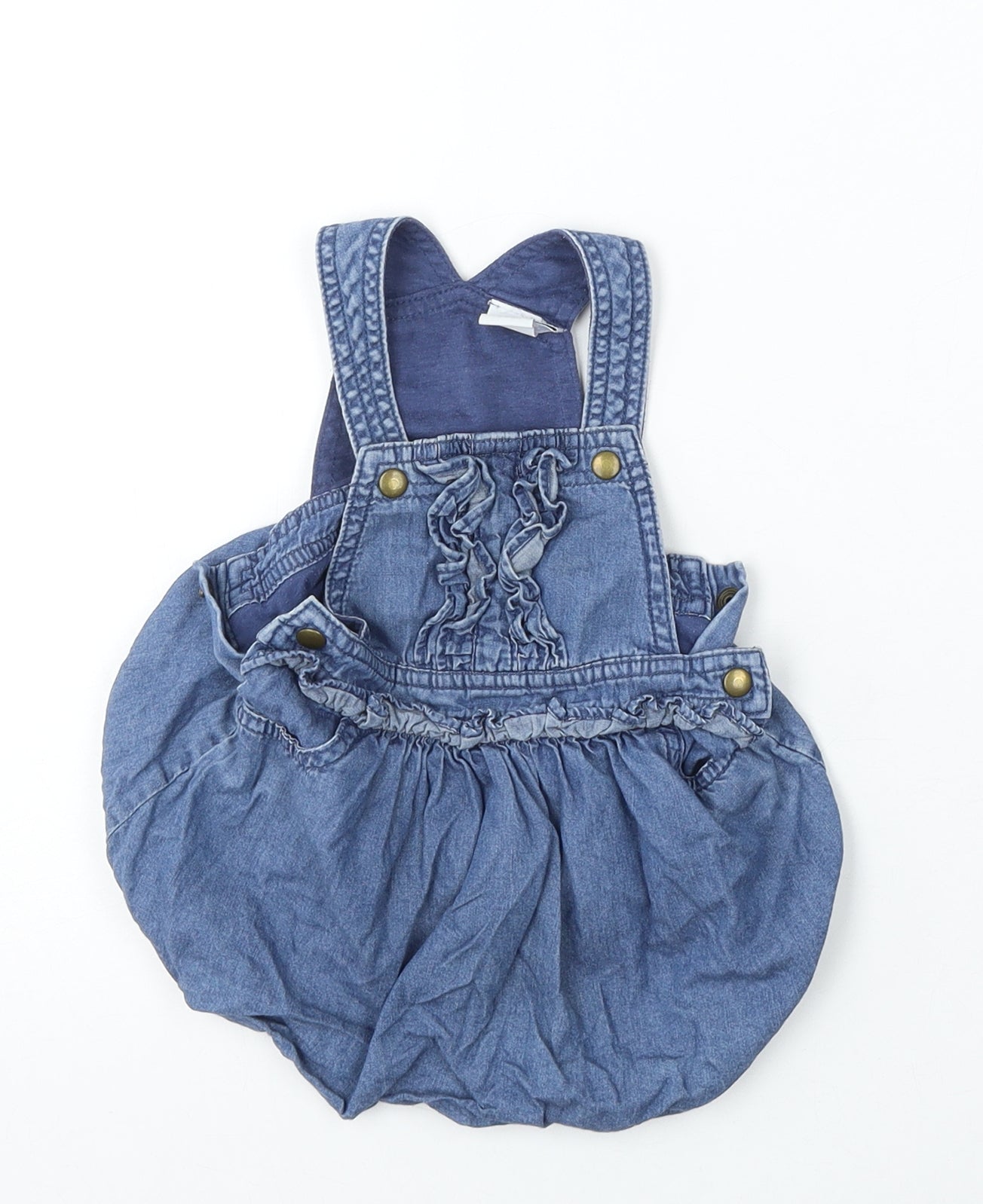 Mini Club Girls Blue  Cotton Dungaree Outfit/Set Size 3-6 Months