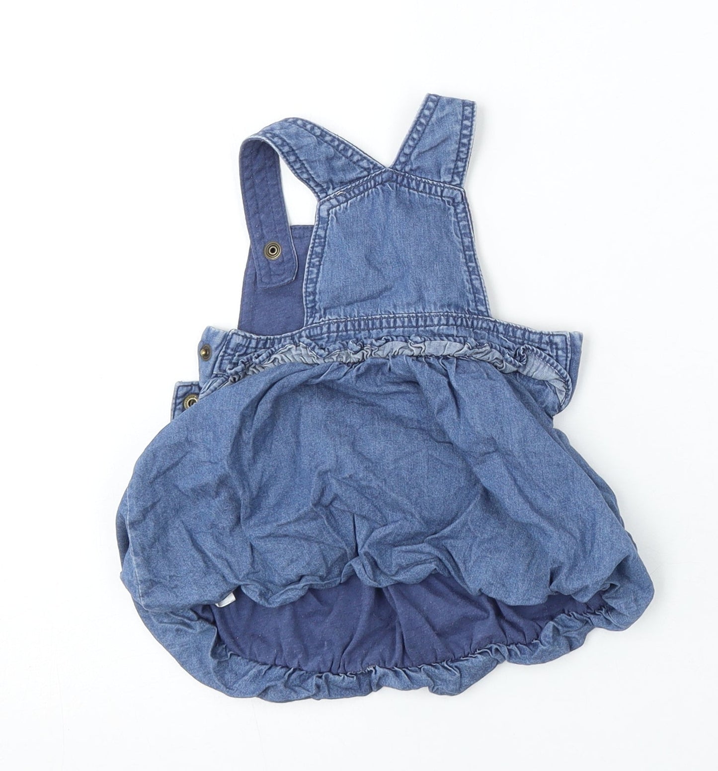 Mini Club Girls Blue  Cotton Dungaree Outfit/Set Size 3-6 Months
