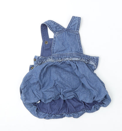 Mini Club Girls Blue  Cotton Dungaree Outfit/Set Size 3-6 Months