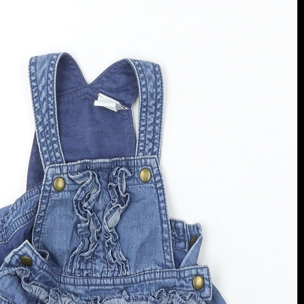 Mini Club Girls Blue  Cotton Dungaree Outfit/Set Size 3-6 Months