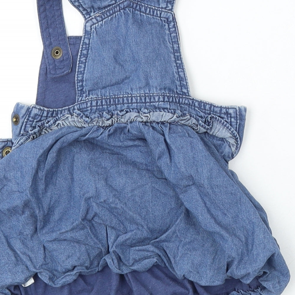 Mini Club Girls Blue  Cotton Dungaree Outfit/Set Size 3-6 Months