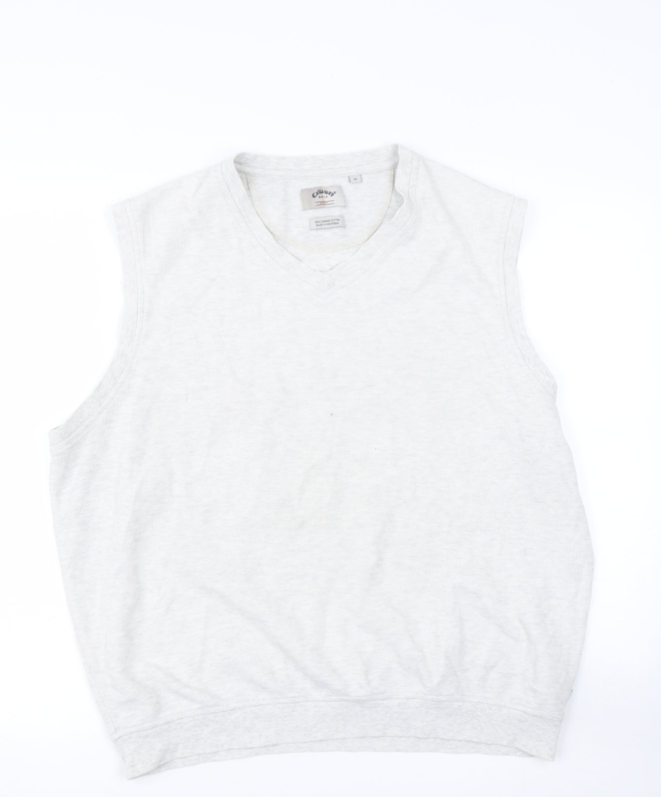 GALLAWAY Mens Beige  Cotton  T-Shirt Size M V-Neck