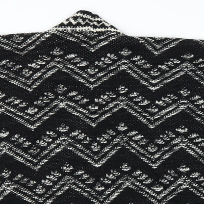 NEST Womens Black V-Neck Geometric Acetate Shrug Jumper Size S