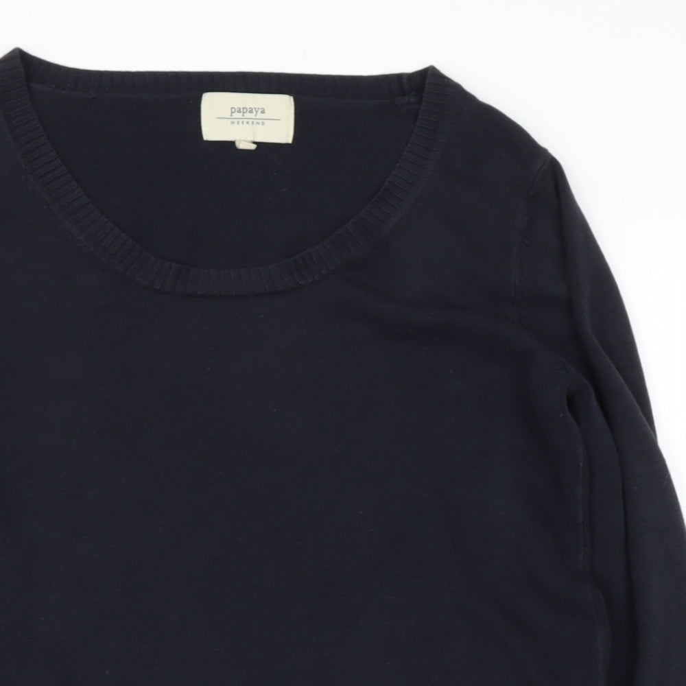 Papya Womens Black Round Neck  Polyester Pullover Jumper Size 8