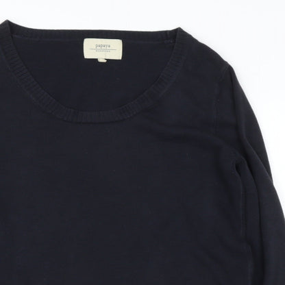 Papya Womens Black Round Neck  Polyester Pullover Jumper Size 8