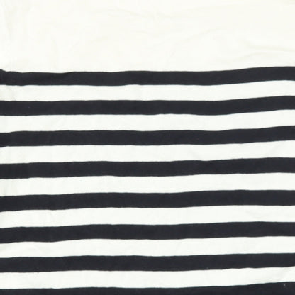 H&M Girls Blue Off the Shoulder Striped Cotton Pullover Jumper Size 9 Years