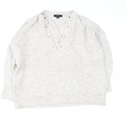 Primark Girls Beige V-Neck  Acrylic Pullover Jumper Size M
