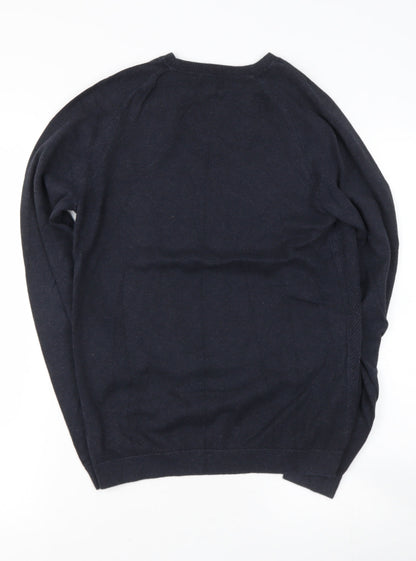 NEXT Mens Blue Round Neck  Cotton Pullover Jumper Size XS