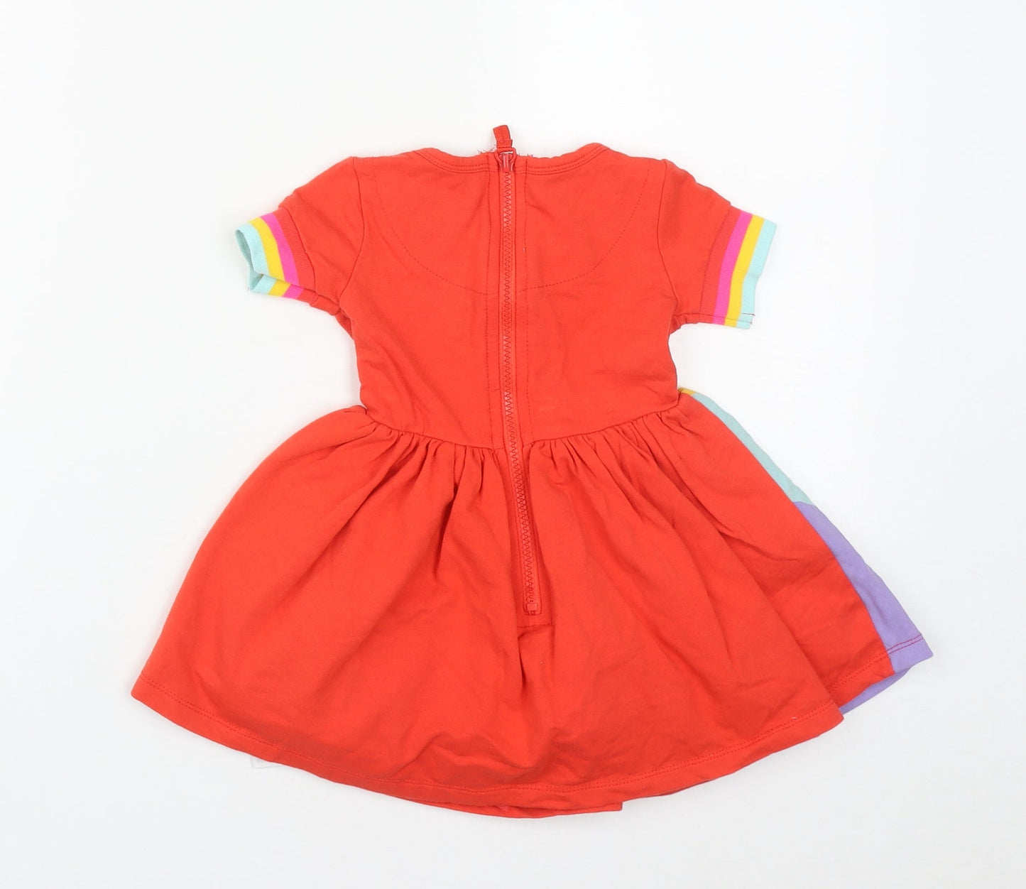 Disney Girls Red Geometric Cotton Tutu Dress  Size 2 Years  Round Neck Zip - Minnie Mosue