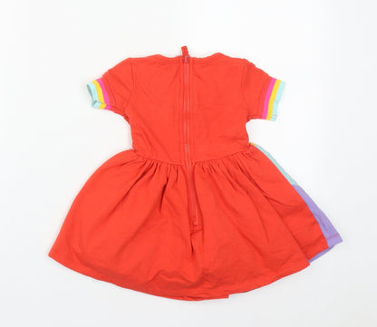 Disney Girls Red Geometric Cotton Tutu Dress  Size 2 Years  Round Neck Zip - Minnie Mosue