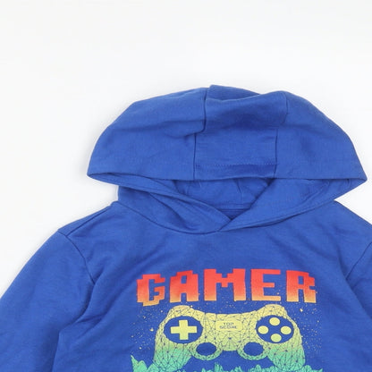 Dunnes Stores Boys Blue  Cotton Pullover Hoodie Size 5-6 Years   - Gamer