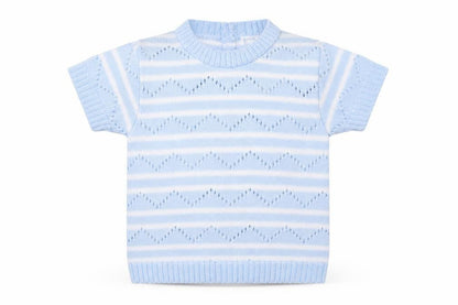 Zip Zap Baby Blue Striped Acrylic Pullover Jumper Size 9-12 Months  Button