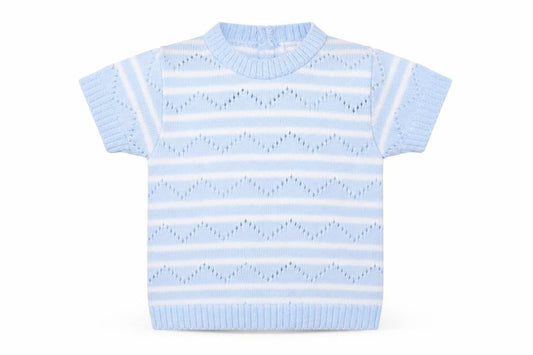 Zip Zap Baby Blue Striped Acrylic Pullover Jumper Size 9-12 Months  Button