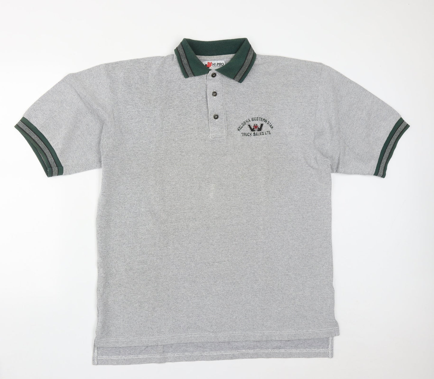 Hi Pro Sportwear Mens Grey  Cotton  Polo Size XL Collared Button