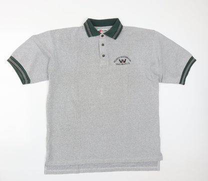 Hi Pro Sportwear Mens Grey  Cotton  Polo Size XL Collared Button
