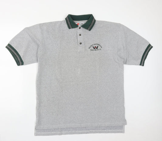 Hi Pro Sportwear Mens Grey  Cotton  Polo Size XL Collared Button