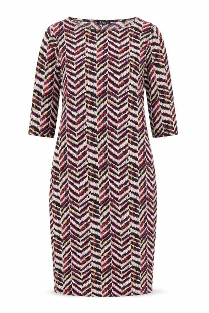 Oui Womens Multicoloured Geometric Polyester Bodycon  Size M  Round Neck