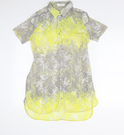 Style London Womens Multicoloured Geometric Polyester Basic Button-Up Size S Collared
