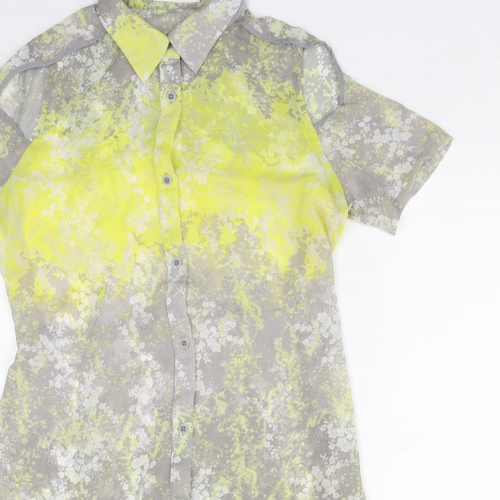 Style London Womens Multicoloured Geometric Polyester Basic Button-Up Size S Collared