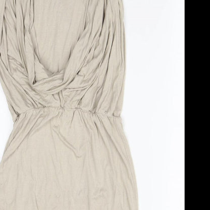New Look Womens Beige  Viscose Fit & Flare  Size 8  Round Neck
