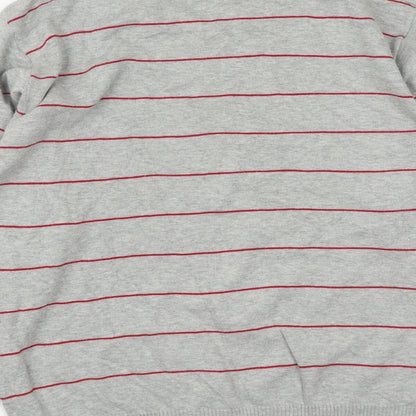 Cedar Wood State Mens Grey V-Neck Striped Cotton Pullover Jumper Size M