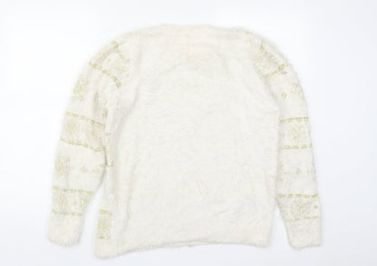 Womens UK Size M EWM White Pullover Jumper