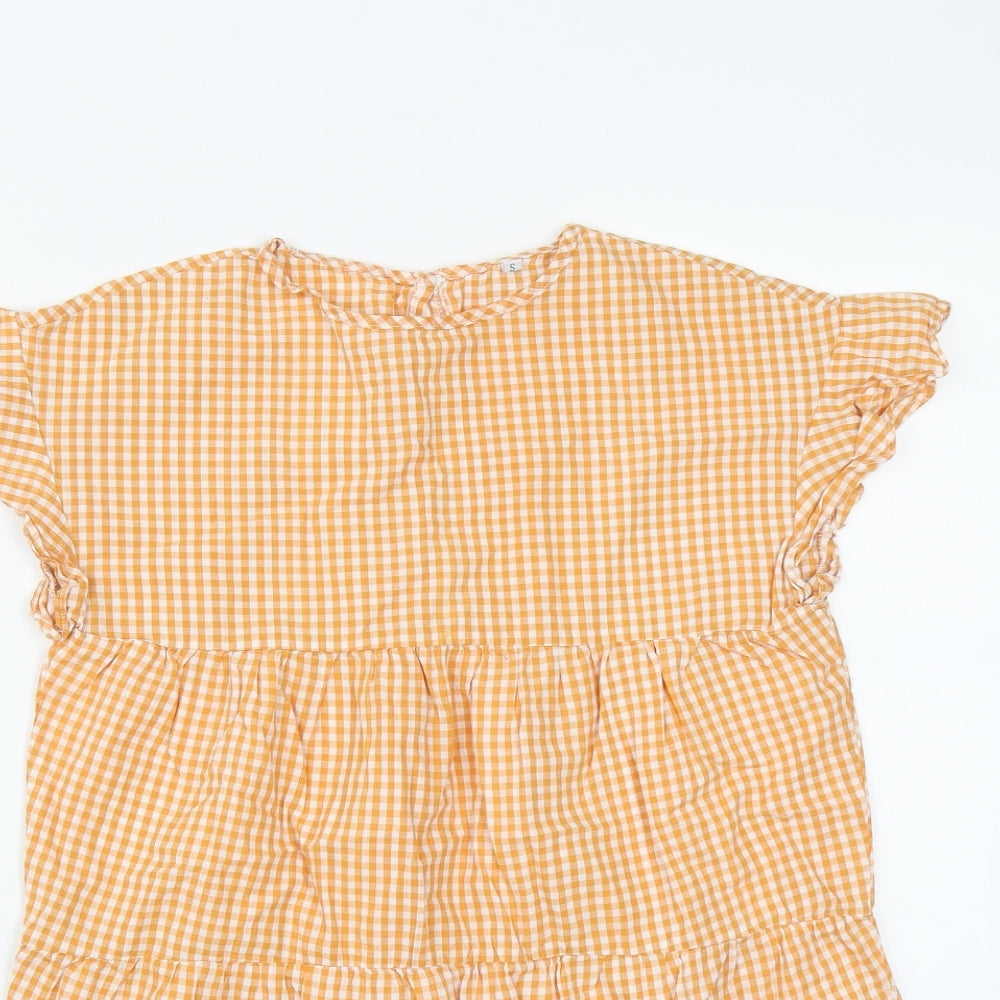 Womens UK Size S Preworn Orange Basic Blouse