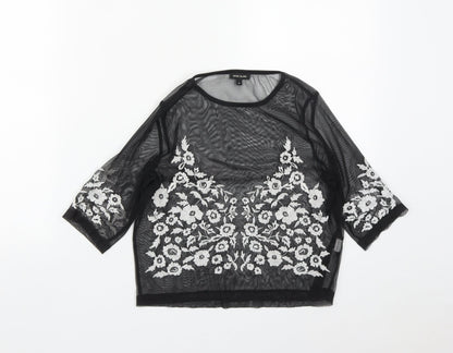 Womens UK Size 8 River Island Black Cropped Blouse