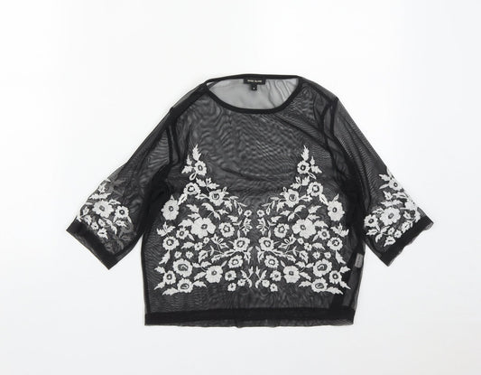 Womens UK Size 8 River Island Black Cropped Blouse