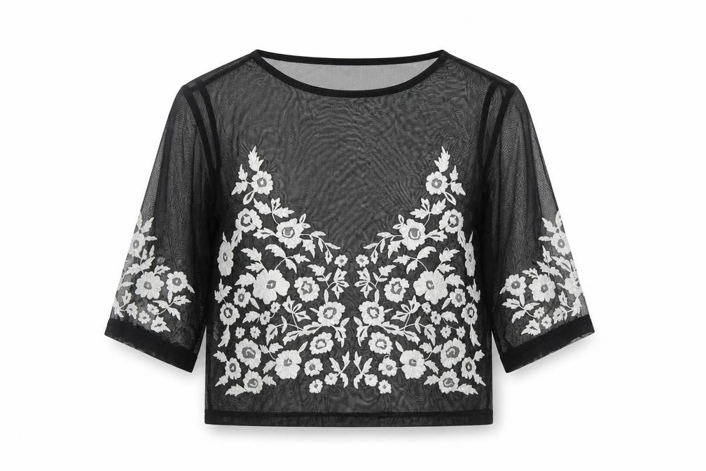 Womens UK Size 8 River Island Black Cropped Blouse