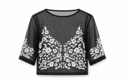 Womens UK Size 8 River Island Black Cropped Blouse
