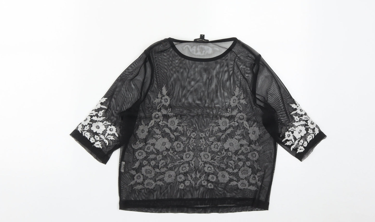 Womens UK Size 8 River Island Black Cropped Blouse