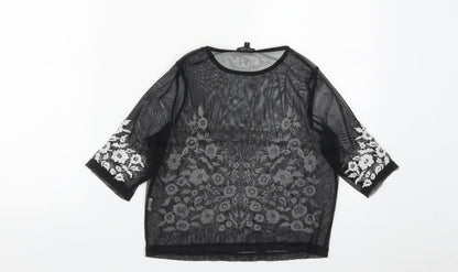 Womens UK Size 8 River Island Black Cropped Blouse
