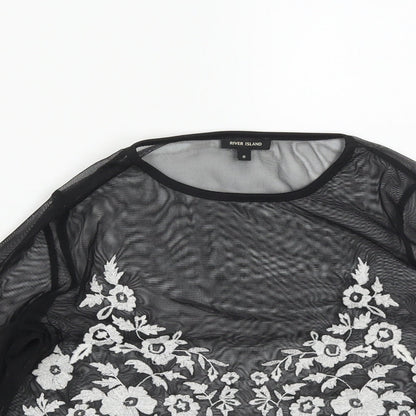 Womens UK Size 8 River Island Black Cropped Blouse