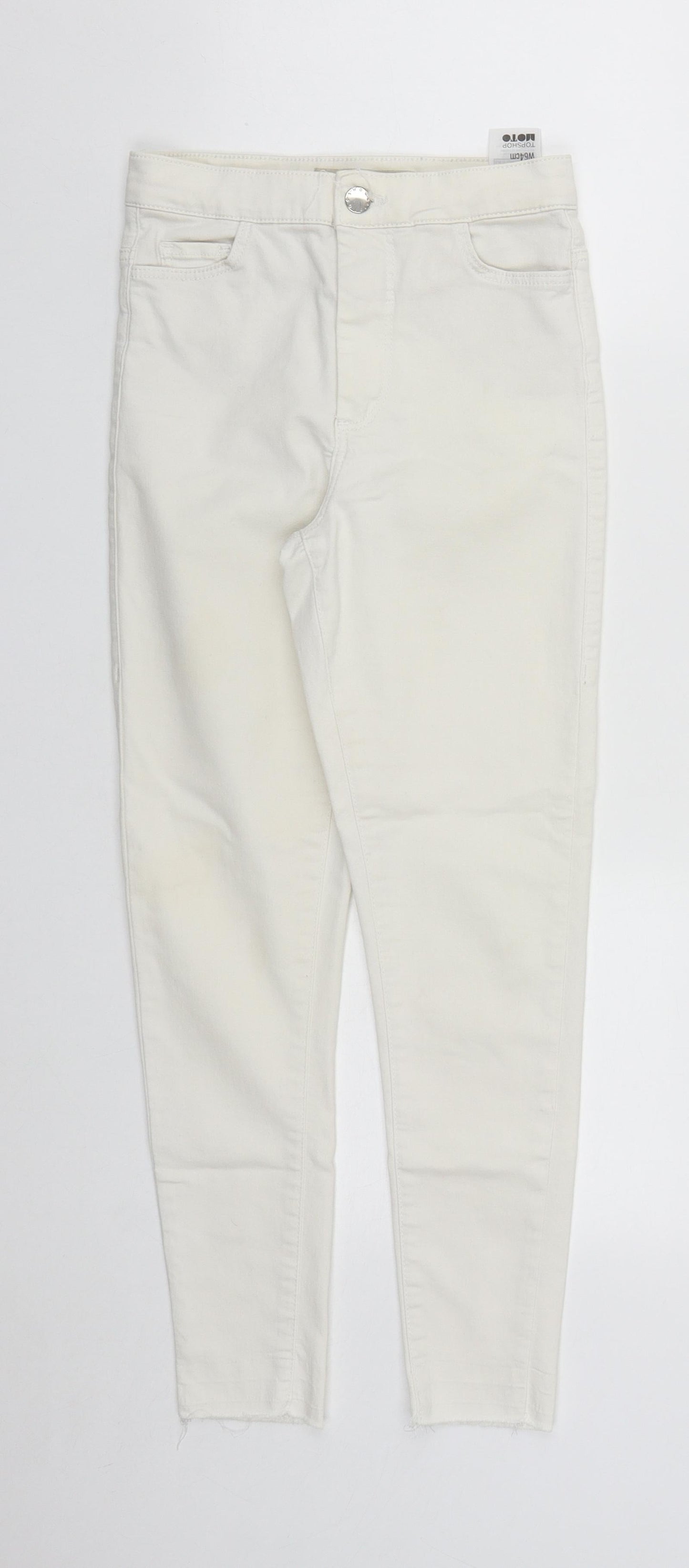 Topshop Womens White  Cotton Cropped Jeans Size 24 in L24 in Regular Zip