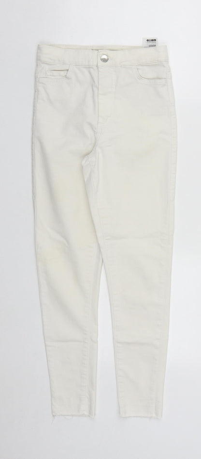 Topshop Womens White  Cotton Cropped Jeans Size 24 in L24 in Regular Zip