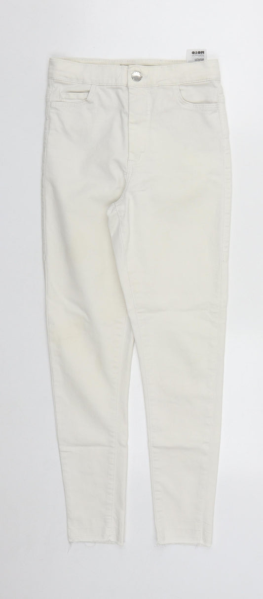 Topshop Womens White  Cotton Cropped Jeans Size 24 in L24 in Regular Zip