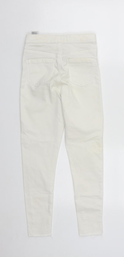 Topshop Womens White  Cotton Cropped Jeans Size 24 in L24 in Regular Zip